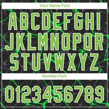 Load image into Gallery viewer, Custom Black Neon Green-White 3D Pattern Design Authentic Baseball Jersey
