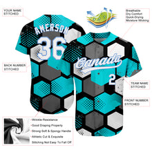 Load image into Gallery viewer, Custom Teal White-Light Blue 3D Pattern Design Authentic Baseball Jersey