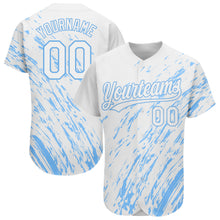 Load image into Gallery viewer, Custom White Light Blue 3D Pattern Design Authentic Baseball Jersey