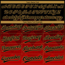 Load image into Gallery viewer, Custom Red Black-Old Gold 3D Pattern Design Authentic Baseball Jersey