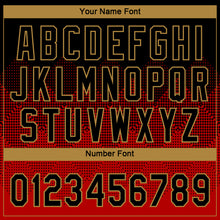 Load image into Gallery viewer, Custom Red Black-Old Gold 3D Pattern Design Authentic Baseball Jersey