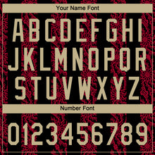 Load image into Gallery viewer, Custom Black Vegas Gold-Red 3D Pattern Design Authentic Baseball Jersey