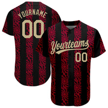 Load image into Gallery viewer, Custom Black Vegas Gold-Red 3D Pattern Design Authentic Baseball Jersey