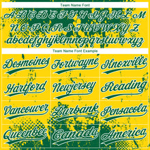 Load image into Gallery viewer, Custom Gold Green-White 3D Pattern Design Authentic Baseball Jersey