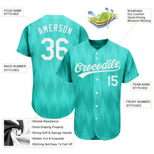 Load image into Gallery viewer, Custom Teal White 3D Pattern Design Authentic Baseball Jersey