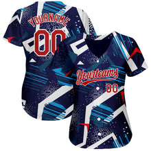 Load image into Gallery viewer, Custom Navy Red-White 3D Pattern Design Authentic Baseball Jersey