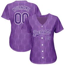 Load image into Gallery viewer, Custom Purple Purple-White 3D Pattern Design Authentic Baseball Jersey