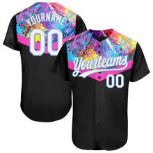 Load image into Gallery viewer, Custom Black White-Light Blue 3D Pattern Design Authentic Baseball Jersey