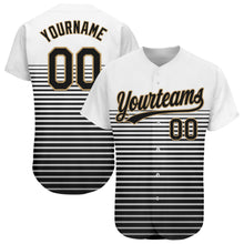 Load image into Gallery viewer, Custom White Black-Old Gold 3D Pattern Design Authentic Baseball Jersey