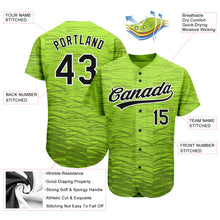 Load image into Gallery viewer, Custom Neon Green Black-White 3D Pattern Design Authentic Baseball Jersey