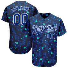 Load image into Gallery viewer, Custom Navy Royal-Aqua 3D Pattern Design Authentic Baseball Jersey