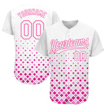Load image into Gallery viewer, Custom White White-Pink 3D Pattern Design Authentic Baseball Jersey