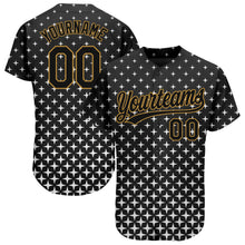 Load image into Gallery viewer, Custom Black Black-Old Gold 3D Pattern Design Authentic Baseball Jersey