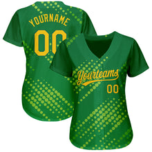 Load image into Gallery viewer, Custom Neon Green Gold-Kelly Green 3D Pattern Design Authentic Baseball Jersey