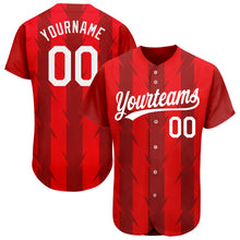 Load image into Gallery viewer, Custom Red White 3D Pattern Design Authentic Baseball Jersey