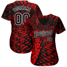 Load image into Gallery viewer, Custom Red Black-White 3D Pattern Design Authentic Baseball Jersey