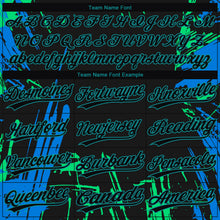 Load image into Gallery viewer, Custom Black Black Teal-Light Blue 3D Pattern Design Authentic Baseball Jersey