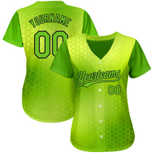 Load image into Gallery viewer, Custom Neon Green Neon Green-Black 3D Pattern Design Authentic Baseball Jersey