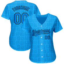 Load image into Gallery viewer, Custom Blue Blue-Black 3D Pattern Design Authentic Baseball Jersey