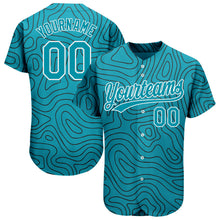 Load image into Gallery viewer, Custom Teal Teal-Black 3D Pattern Design Authentic Baseball Jersey