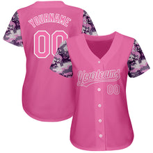 Load image into Gallery viewer, Custom Pink Pink-Camo 3D Pattern Design Authentic Baseball Jersey