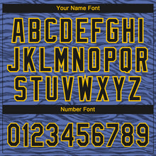 Load image into Gallery viewer, Custom Light Blue Black-Gold 3D Pattern Design Authentic Baseball Jersey