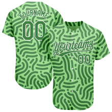 Load image into Gallery viewer, Custom Neon Green Kelly Green-White 3D Pattern Design Authentic Baseball Jersey