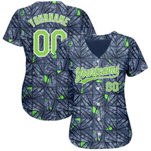 Load image into Gallery viewer, Custom Gray Neon Green-Black 3D Pattern Design Authentic Baseball Jersey