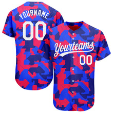 Load image into Gallery viewer, Custom Camo White-Royal 3D Pattern Design Authentic Salute To Service Baseball Jersey