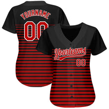 Load image into Gallery viewer, Custom Black Red-White 3D Pattern Design Authentic Baseball Jersey