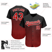 Load image into Gallery viewer, Custom Black Red-White 3D Pattern Design Authentic Baseball Jersey