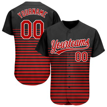 Load image into Gallery viewer, Custom Black Red-White 3D Pattern Design Authentic Baseball Jersey