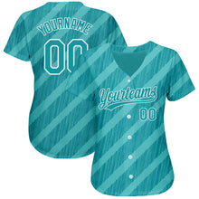 Load image into Gallery viewer, Custom Aqua Teal-White 3D Pattern Design Authentic Baseball Jersey