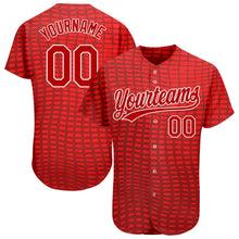 Load image into Gallery viewer, Custom Red Red-White 3D Pattern Design Authentic Baseball Jersey