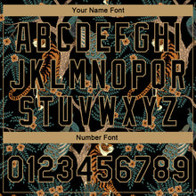 Load image into Gallery viewer, Custom Black Black-Old Gold 3D Pattern Design Tiger And Peacock Authentic Basketball Jersey