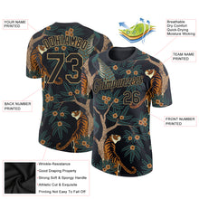 Load image into Gallery viewer, Custom Black Black-Old Gold 3D Pattern Design Tiger And Peacock Performance T-Shirt