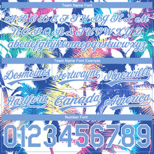 Load image into Gallery viewer, Custom White Light Blue 3D Pattern Hawaii Palm Trees Authentic Basketball Shorts