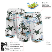 Load image into Gallery viewer, Custom White Light Blue 3D Pattern Hawaii Palm Trees Authentic Basketball Shorts
