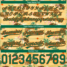 Load image into Gallery viewer, Custom Yellow Kelly Green-Orange 3D Pattern Hawaii Palm Trees And Flamingo Authentic Basketball Shorts