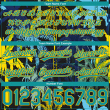 Load image into Gallery viewer, Custom Black Teal-Yellow 3D Pattern Hawaii Palm Trees Authentic Basketball Shorts