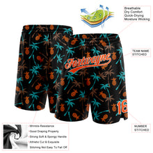 Load image into Gallery viewer, Custom Black Orange-White 3D Pattern Hawaii Palm Trees And Pineapple Authentic Basketball Shorts