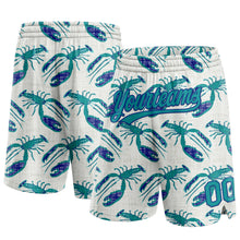 Load image into Gallery viewer, Custom Cream Teal-Royal 3D Pattern Lobsters Authentic Basketball Shorts