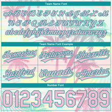 Load image into Gallery viewer, Custom Pink Light Pink-Teal 3D Pattern Hawaii Palm Trees Authentic Basketball Shorts