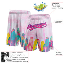 Load image into Gallery viewer, Custom Pink Purple 3D Pattern Hawaii Palm Trees Authentic Basketball Shorts