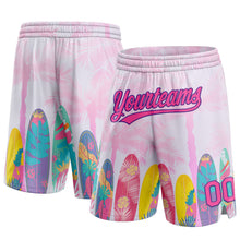 Load image into Gallery viewer, Custom Pink Purple 3D Pattern Hawaii Palm Trees Authentic Basketball Shorts