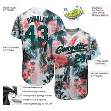 Load image into Gallery viewer, Custom White Midnight Green-Black 3D Pattern Design Hawaii Palm Trees Authentic Baseball Jersey