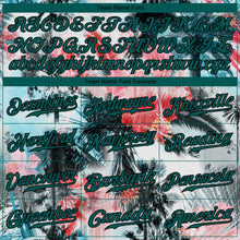 Load image into Gallery viewer, Custom White Midnight Green-Black 3D Pattern Design Hawaii Palm Trees Authentic Baseball Jersey