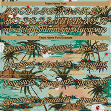 Load image into Gallery viewer, Custom Aqua Old Gold-Black 3D Pattern Design Hawaii Palm Trees And Flowers Authentic Baseball Jersey