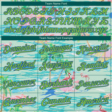 Load image into Gallery viewer, Custom Lakes Blue Neon Green-Royal 3D Pattern Design Beach Hawaii Palm Trees And Flamingo Authentic Baseball Jersey