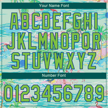 Load image into Gallery viewer, Custom Lakes Blue Neon Green-Royal 3D Pattern Design Beach Hawaii Palm Trees And Flamingo Authentic Baseball Jersey